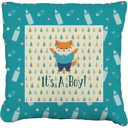 Baby Shower Faux-Linen Throw Pillow 16" (Personalized)