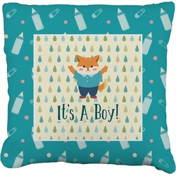 Baby Shower Faux-Linen Throw Pillow 18" (Personalized)