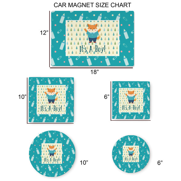 Baby Shower Car Magnets - SIZE CHART