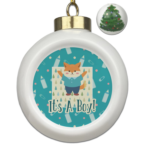 Custom Baby Shower Ceramic Ball Ornament - Christmas Tree