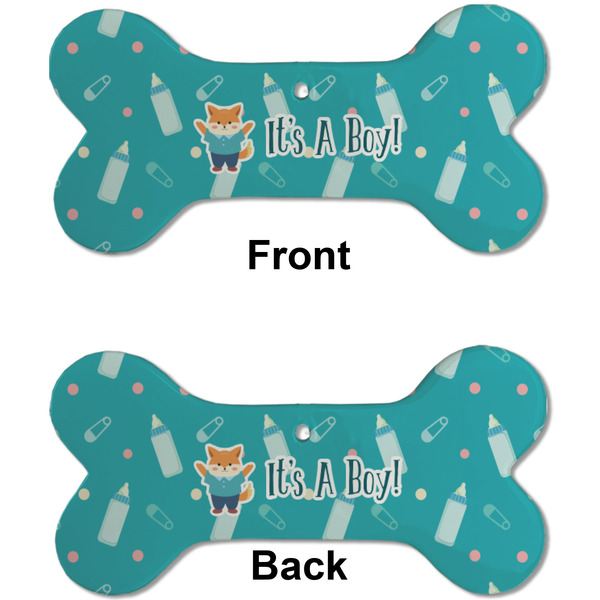 Baby Shower Ceramic Flat Ornament - Bone Front & Back (APPROVAL)