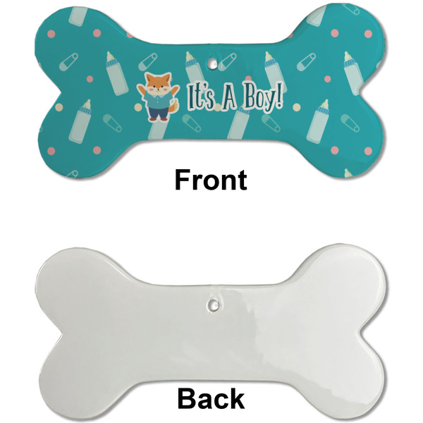Baby Shower Ceramic Flat Ornament - Bone Front & Back Single Print (APPROVAL)
