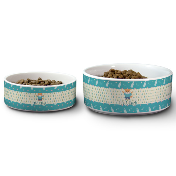 Baby Shower Ceramic Dog Bowls - Size Comparison