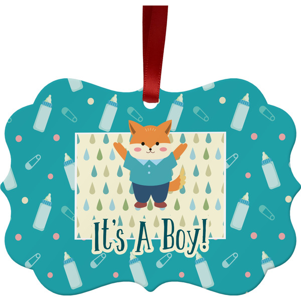 Custom Baby Shower Metal Frame Ornament - Double Sided