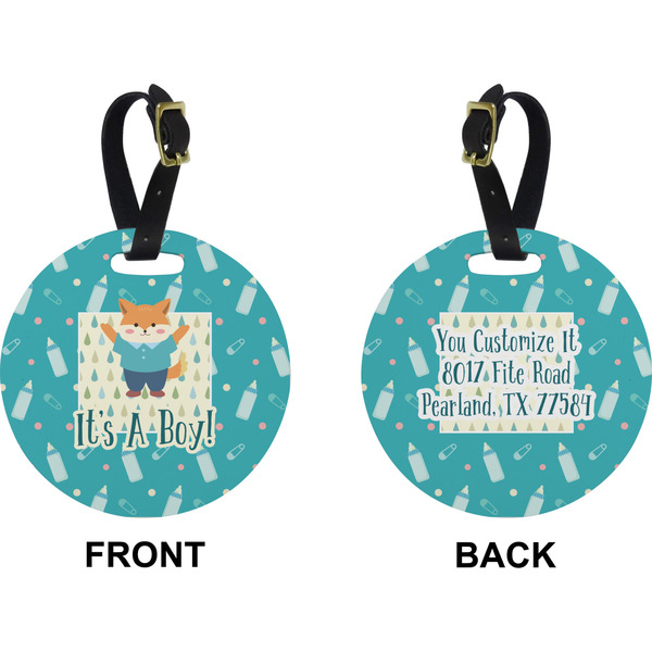 Baby Shower Circle Luggage Tag (Front + Back)