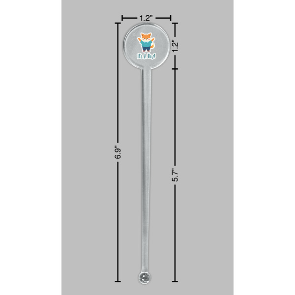 Baby Shower Clear Plastic 7" Stir Stick - Round - Dimensions