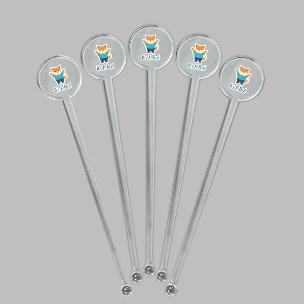 Baby Shower Clear Plastic 7" Stir Stick - Round - Fan View