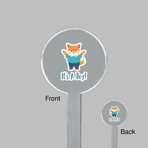 Baby Shower Clear Plastic 7" Stir Stick - Round - Front & Back