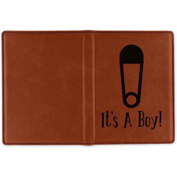 Baby Shower Cognac Leather Passport Holder Outside Single Sided - Apvl