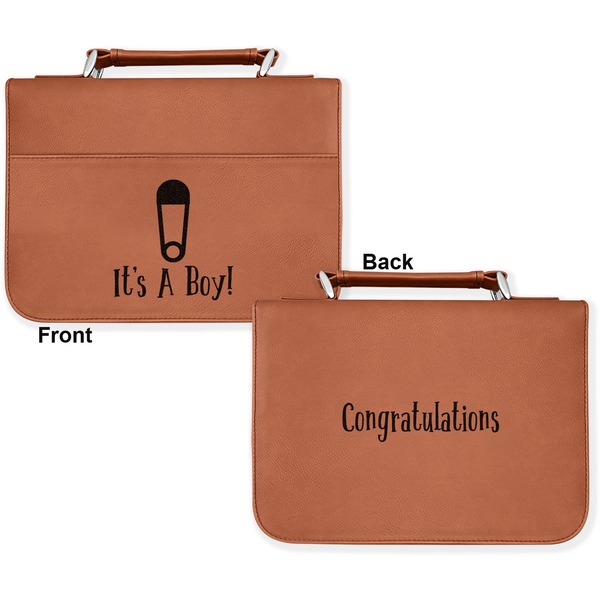 Baby Shower Cognac Leatherette Bible Covers - Large Double Sided Apvl