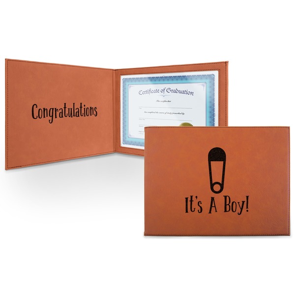 Custom Baby Shower Leatherette Certificate Holder - Front and Inside (Personalized)