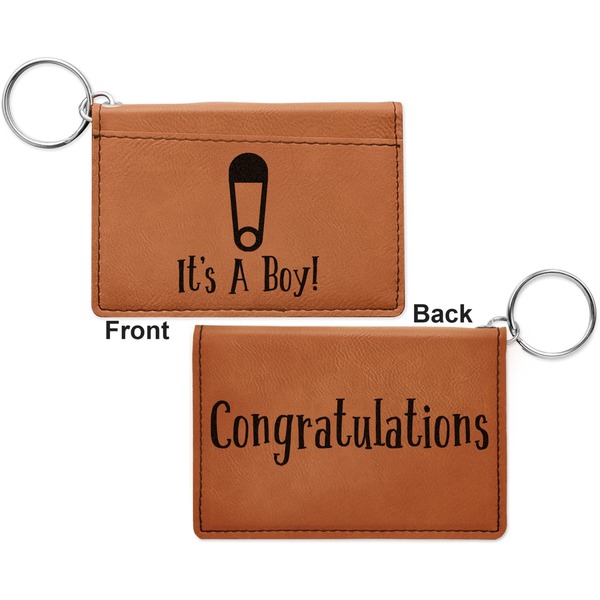 Baby Shower Cognac Leatherette Keychain ID Holders - Front and Back Apvl