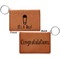 Baby Shower Cognac Leatherette Keychain ID Holders - Front and Back Apvl