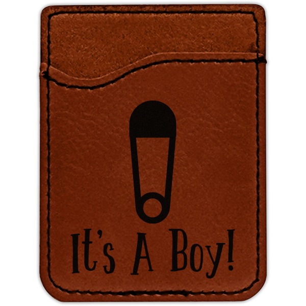 Baby Shower Cognac Leatherette Phone Wallet close up