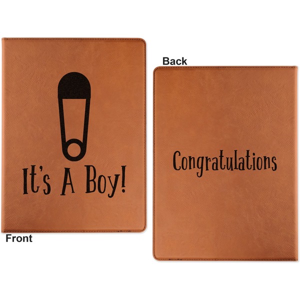 Baby Shower Cognac Leatherette Portfolios with Notepad - Small - Double Sided- Apvl