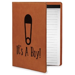 Baby Shower Leatherette Portfolio with Notepad - Small - Double Sided (Personalized)