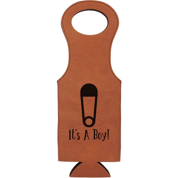 Custom Baby Shower Leatherette Wine Tote - Double Sided (Personalized)