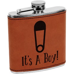 Baby Shower Leatherette Wrapped Stainless Steel Flask (Personalized)