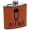 Baby Shower Cognac Leatherette Wrapped Stainless Steel Flask