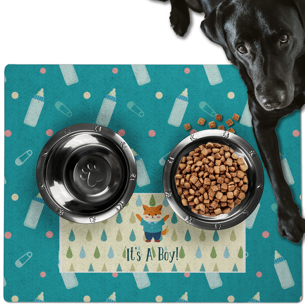 Custom Baby Shower Dog Food Mat - Large