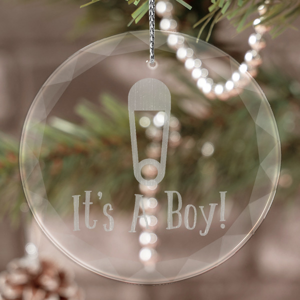 Custom Baby Shower Engraved Glass Ornament