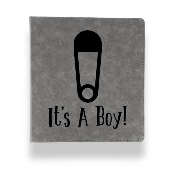 Baby Shower Leather Binder - 1" - Grey - Front View