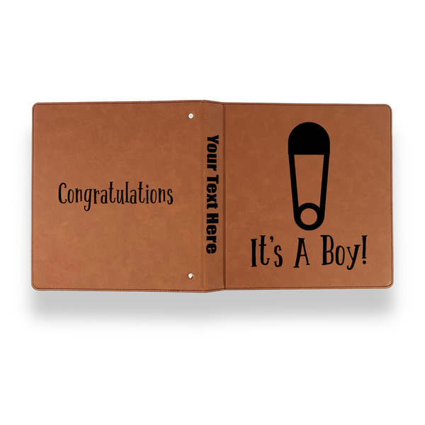 Baby Shower Leather Binder - 1" - Rawhide - Back Spine Front View