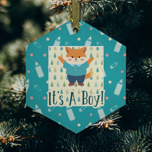 Baby Shower Frosted Glass Ornament - Hexagon (Lifestyle)