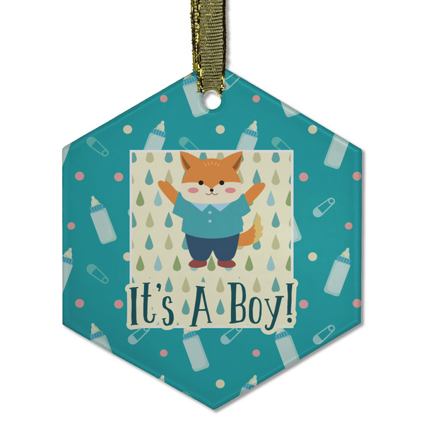 Custom Baby Shower Flat Glass Ornament - Hexagon