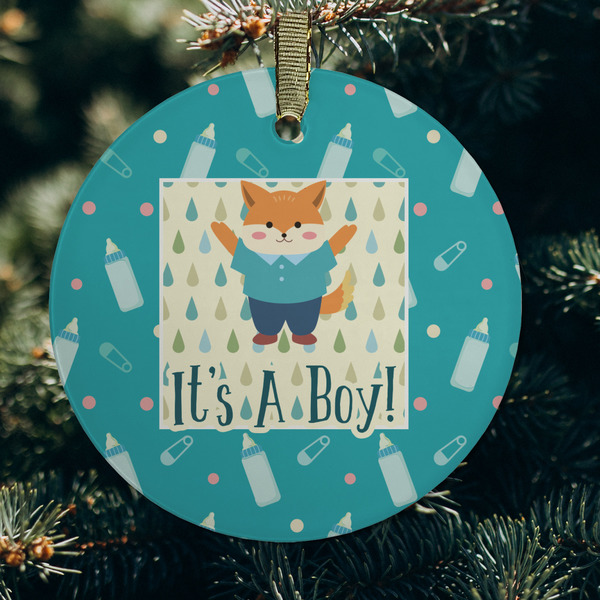 Baby Shower Frosted Glass Ornament - Round (Lifestyle)
