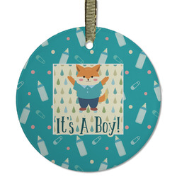 Baby Shower Flat Glass Ornament - Round