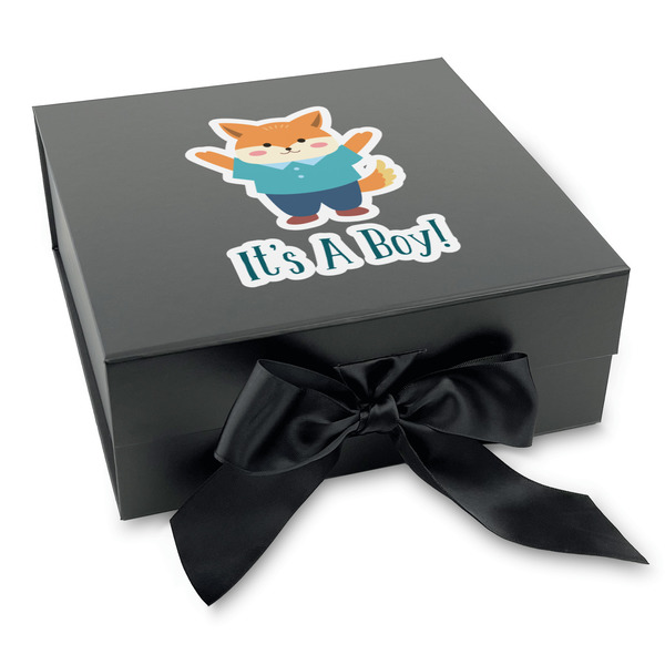 Custom Baby Shower Gift Box with Magnetic Lid - Black