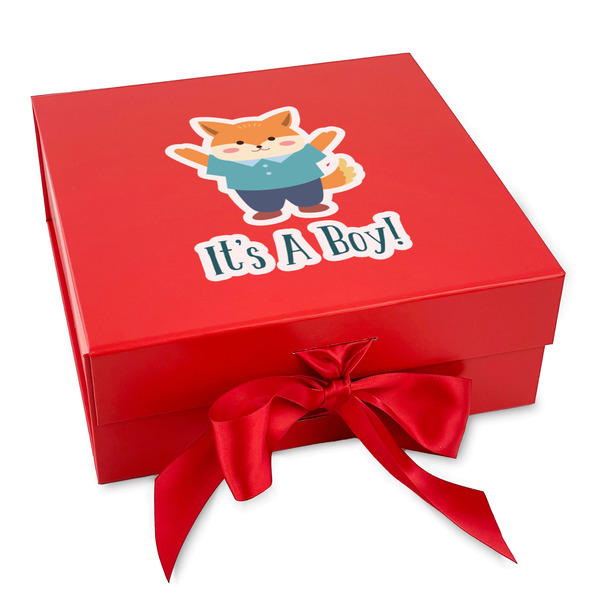 Custom Baby Shower Gift Box with Magnetic Lid - Red