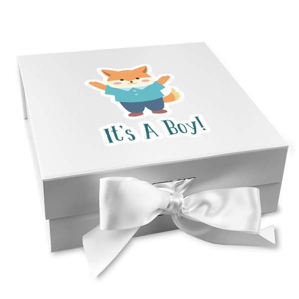 Custom Baby Shower Gift Box with Magnetic Lid - White