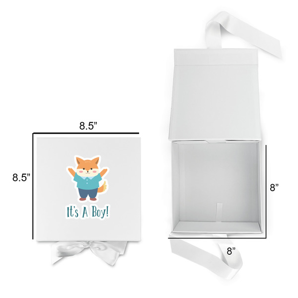 Baby Shower Gift Boxes with Magnetic Lid - White - Open & Closed