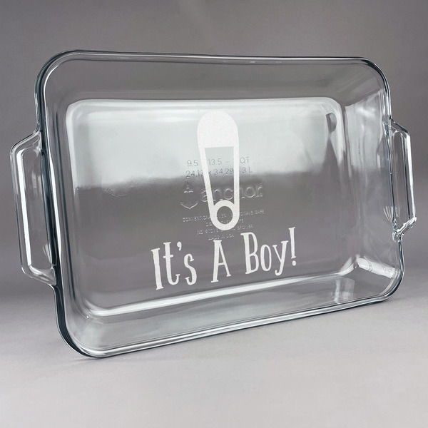Custom Baby Shower Glass Baking Dish with Truefit Lid - 13in x 9in