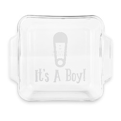 Baby Shower Glass Cake Dish with Truefit Lid - 8in x 8in