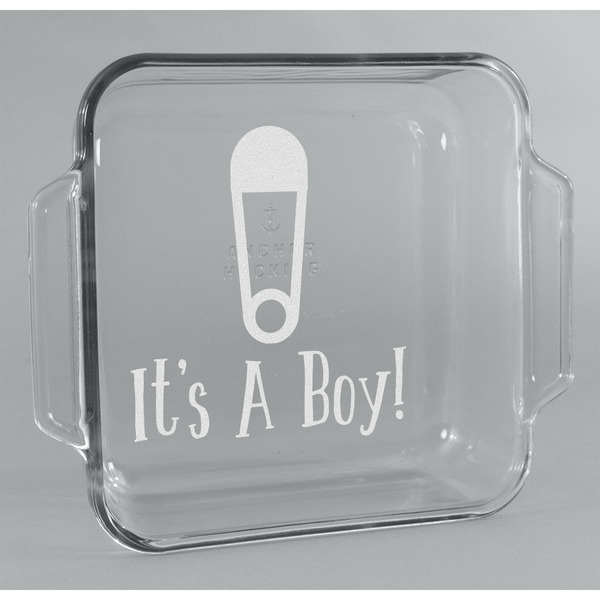 Custom Baby Shower Glass Cake Dish - 8in x 8in