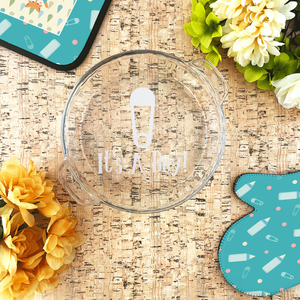 Baby Shower Glass Pie Dish - LIFESTYLE
