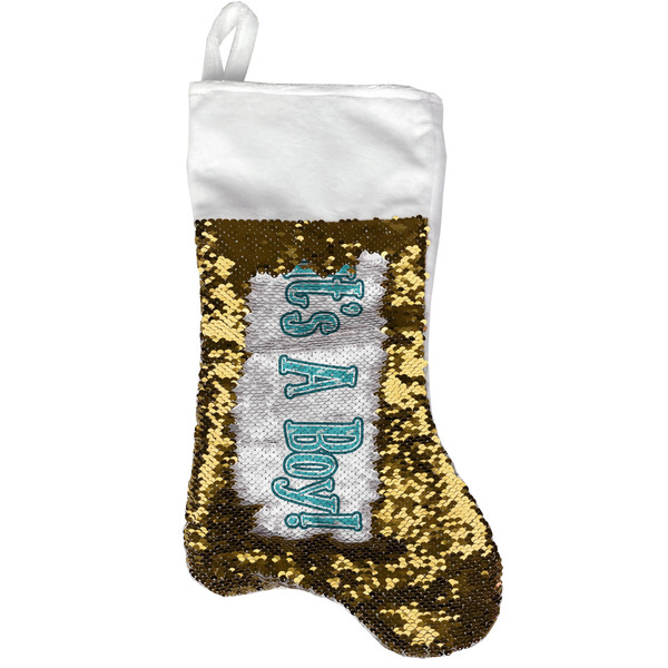 Baby Shower Gold Sequin Stocking - Front