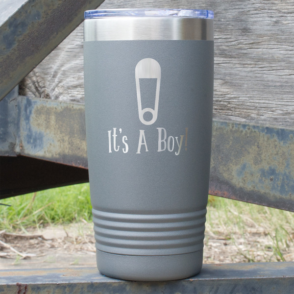 Custom Baby Shower 20 oz Stainless Steel Tumbler - Grey - Single Sided