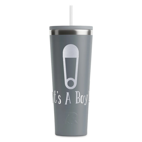Custom Baby Shower RTIC Everyday Tumbler with Straw - 28oz - Grey - Double-Sided