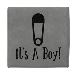 Baby Shower Jewelry Gift Box - Engraved Leather Lid