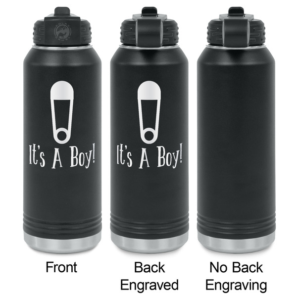 Baby Shower Laser Engraved Water Bottles - 2 Styles - Front & Back View