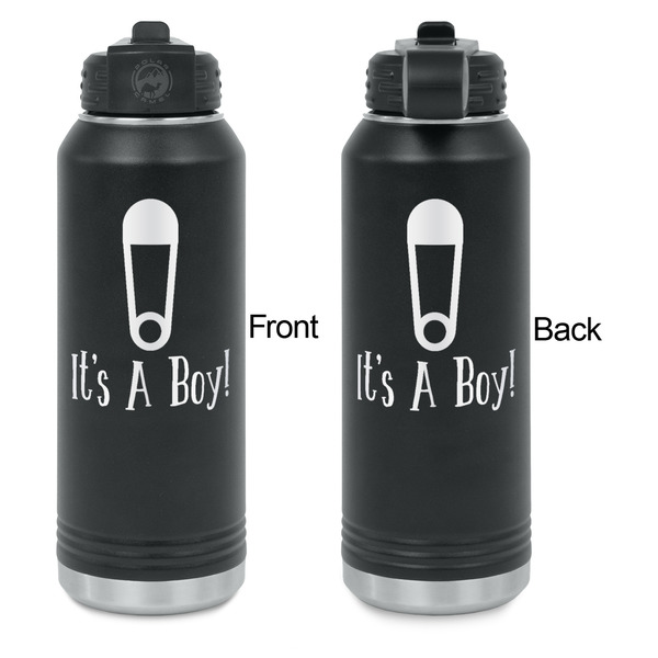 Baby Shower Laser Engraved Water Bottles - Front & Back Engraving - Front & Back View
