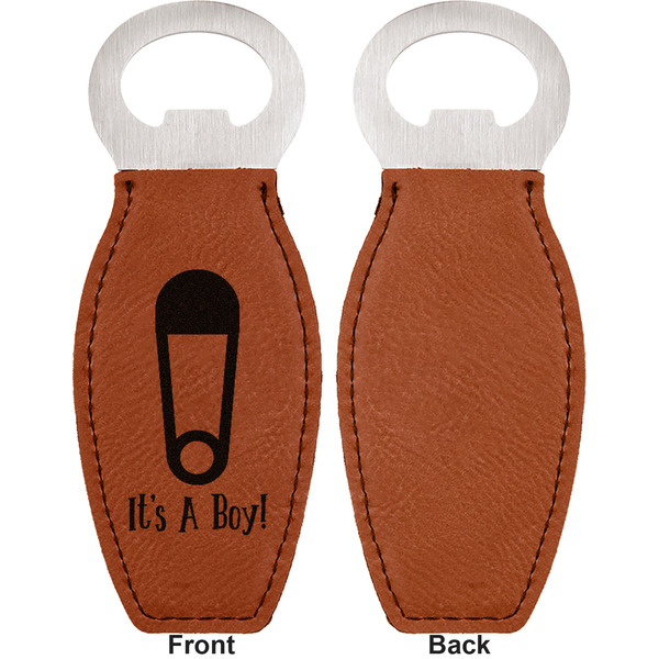 Baby Shower Leather Bar Bottle Opener - Front and Back (single sided)