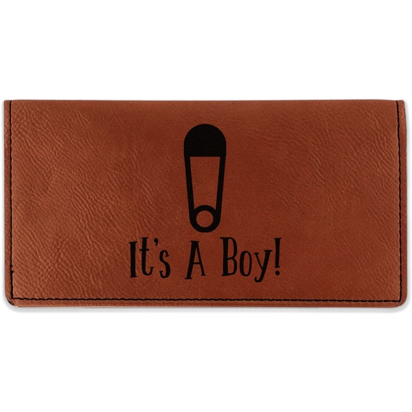 Custom Baby Shower Leatherette Checkbook Holder - Single Sided (Personalized)