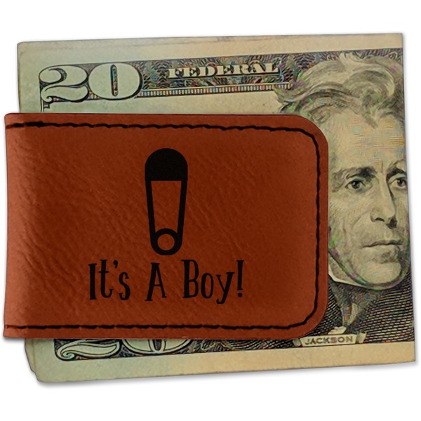 Custom Baby Shower Leatherette Magnetic Money Clip - Single Sided (Personalized)