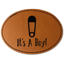 Baby Shower Faux Leather Iron On Patch - Oval