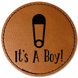 Baby Shower Faux Leather Iron On Patch - Round